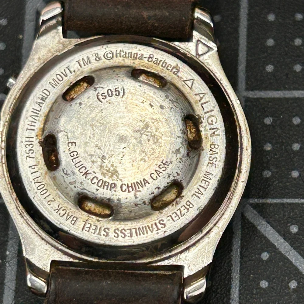 Vintage Armitron Musical Scooby-Doo Watch Brown‎ Leather Strap 2100/114 753H